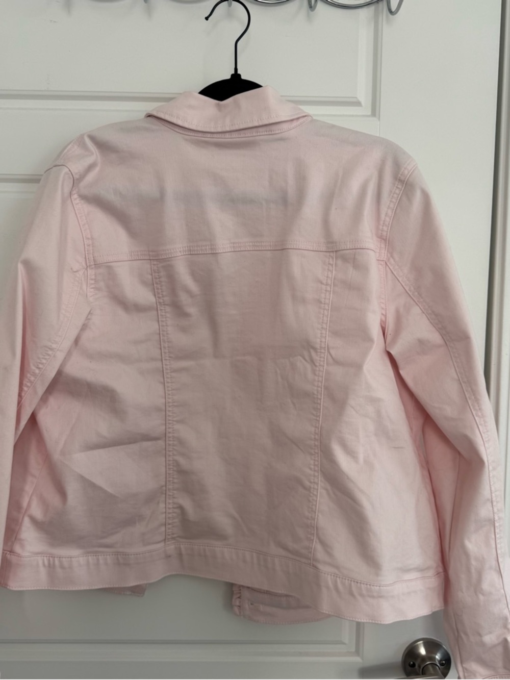 Belle by Kim Gravel Light Pink Ruffle-Trim Denim Jacket - Picture 3 of 3